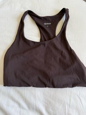 Quince Racerback Sports Bra in Chocolate Brown